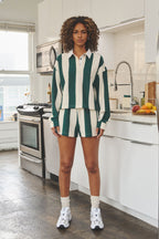 ATLAS FRENCH TERRY SHORTS - GREEN/CREAM