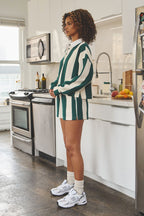 ATLAS FRENCH TERRY SHORTS - GREEN/CREAM