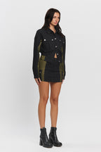 AVERY CONT DENIM CARGO MINI SKIRT