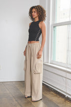 ASHER CARGO POCKET PANTS - KHAKI