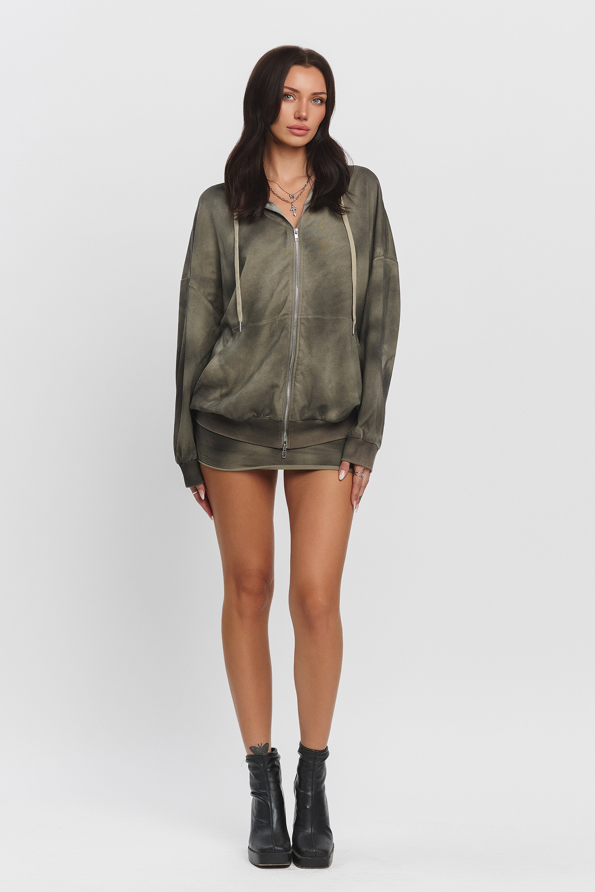 DALTON WASHED FRENCH TERRY MINI SKORT - OLIVE