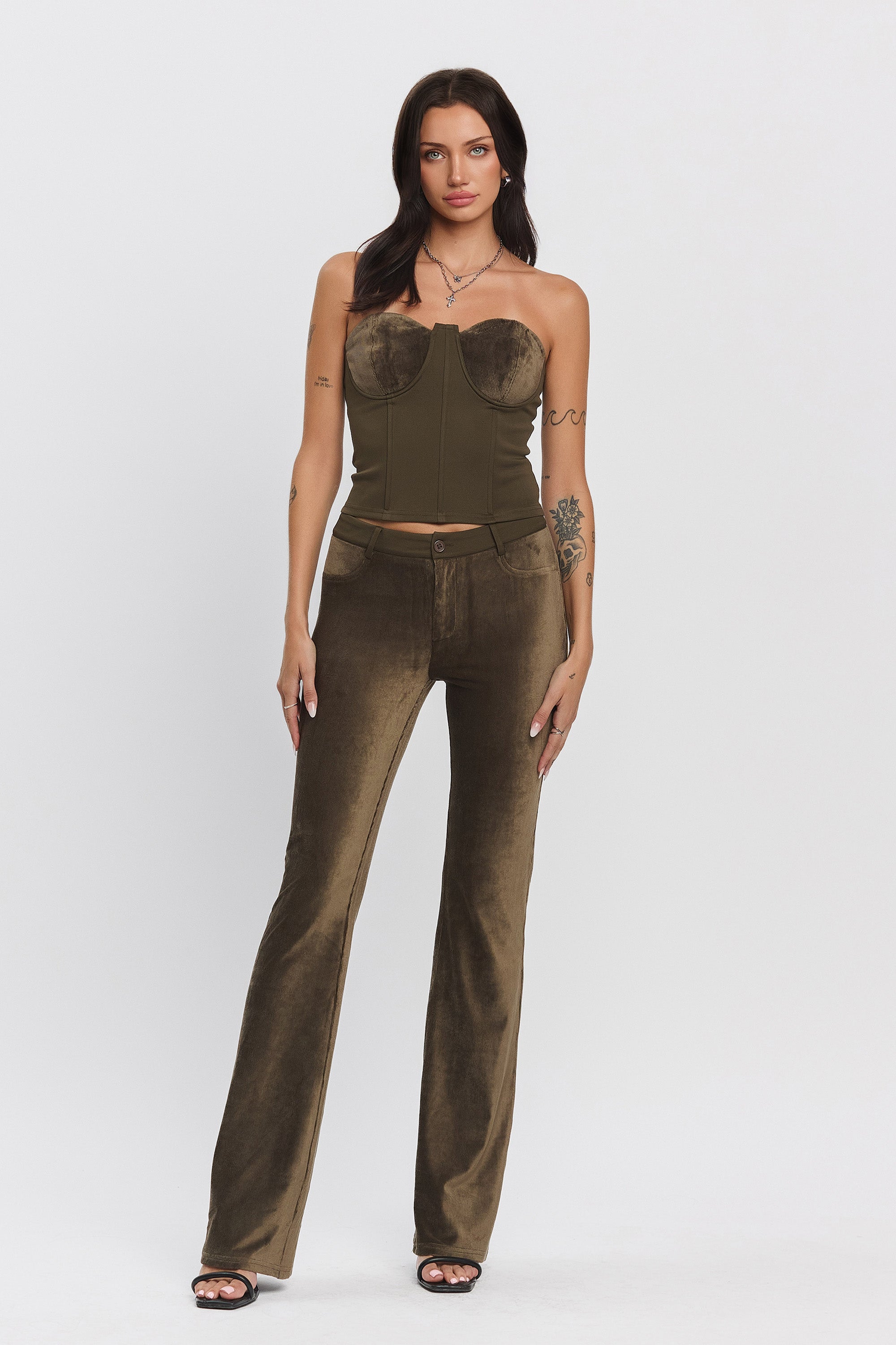 VIVIENNE STRETCH CORDUROY PANTS - OLIVE