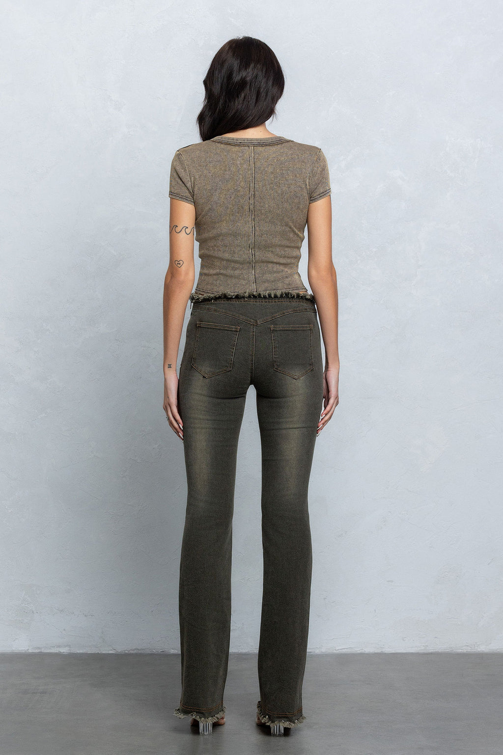 ZYLAH FRAYED RUCH FLARED PANTS