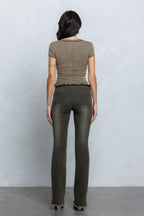 ZYLAH FRAYED RUCH FLARED PANTS