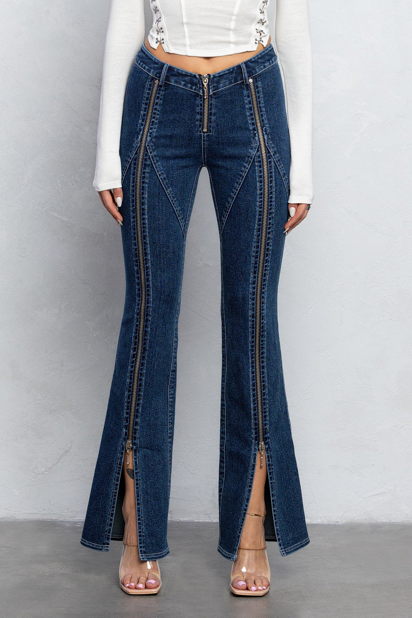 BRYNN DENIM ZIPPER PANTS