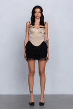 DAHLIA TWO-TONE SATIN BUSTIER - CHAMPAGNE