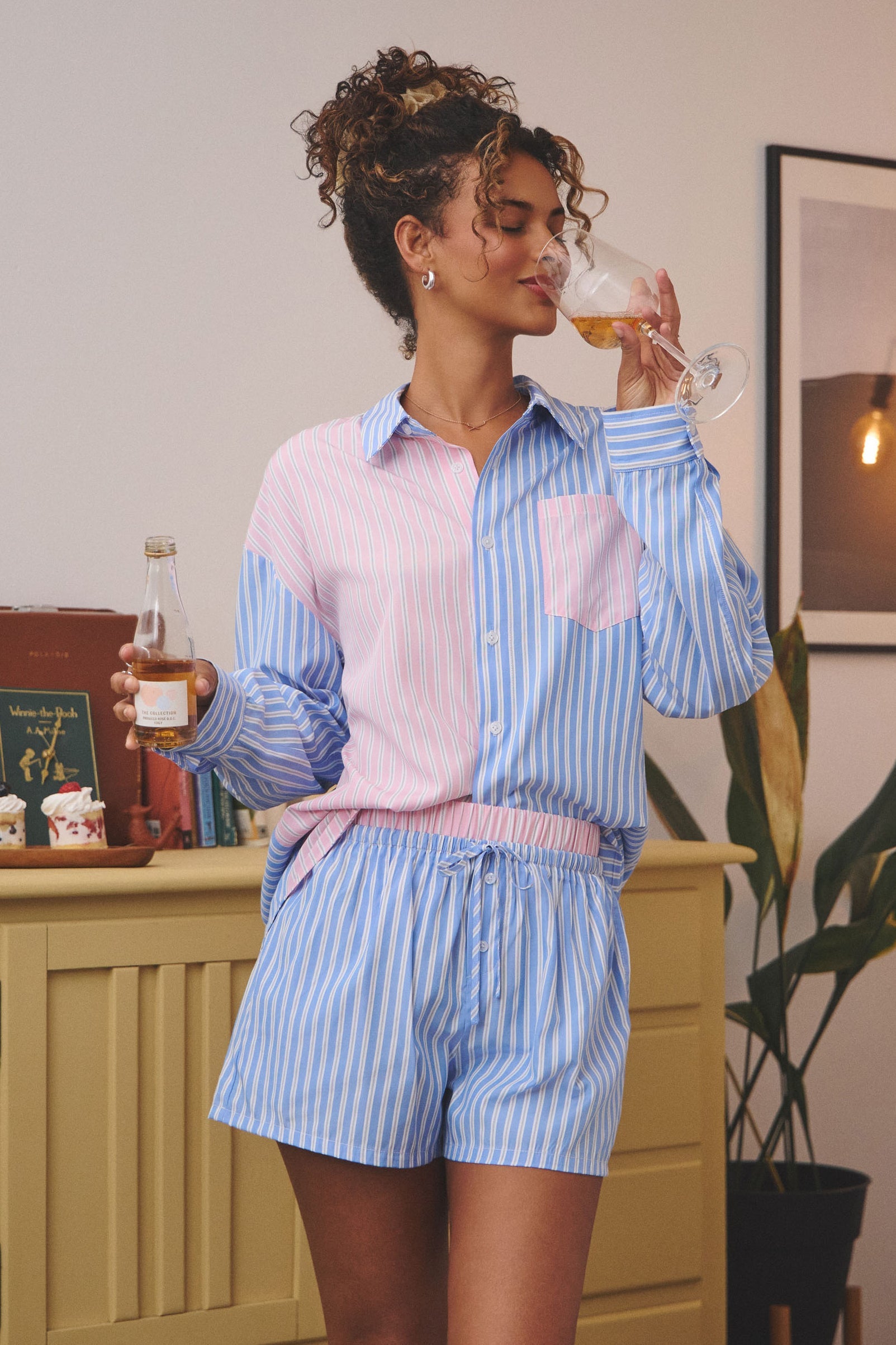 BAILEY COLORBLOCK STRIPED SHIRT - BLUE/PINK