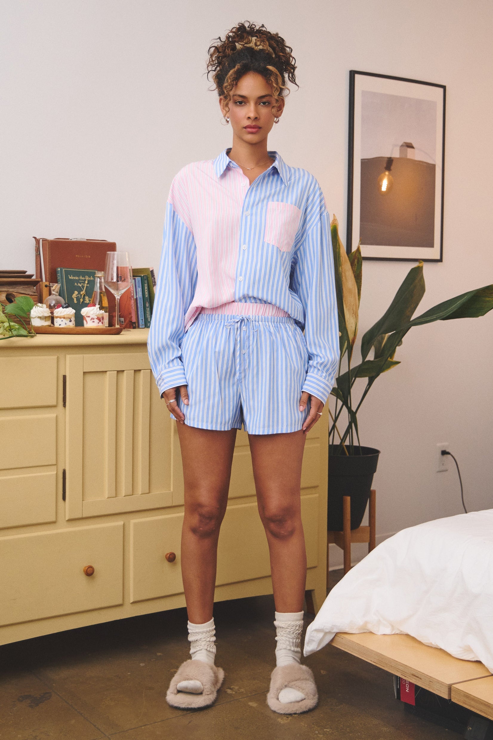 BAILEY COLORBLOCK STRIPED BOXER SHORTS - BLUE/PINK