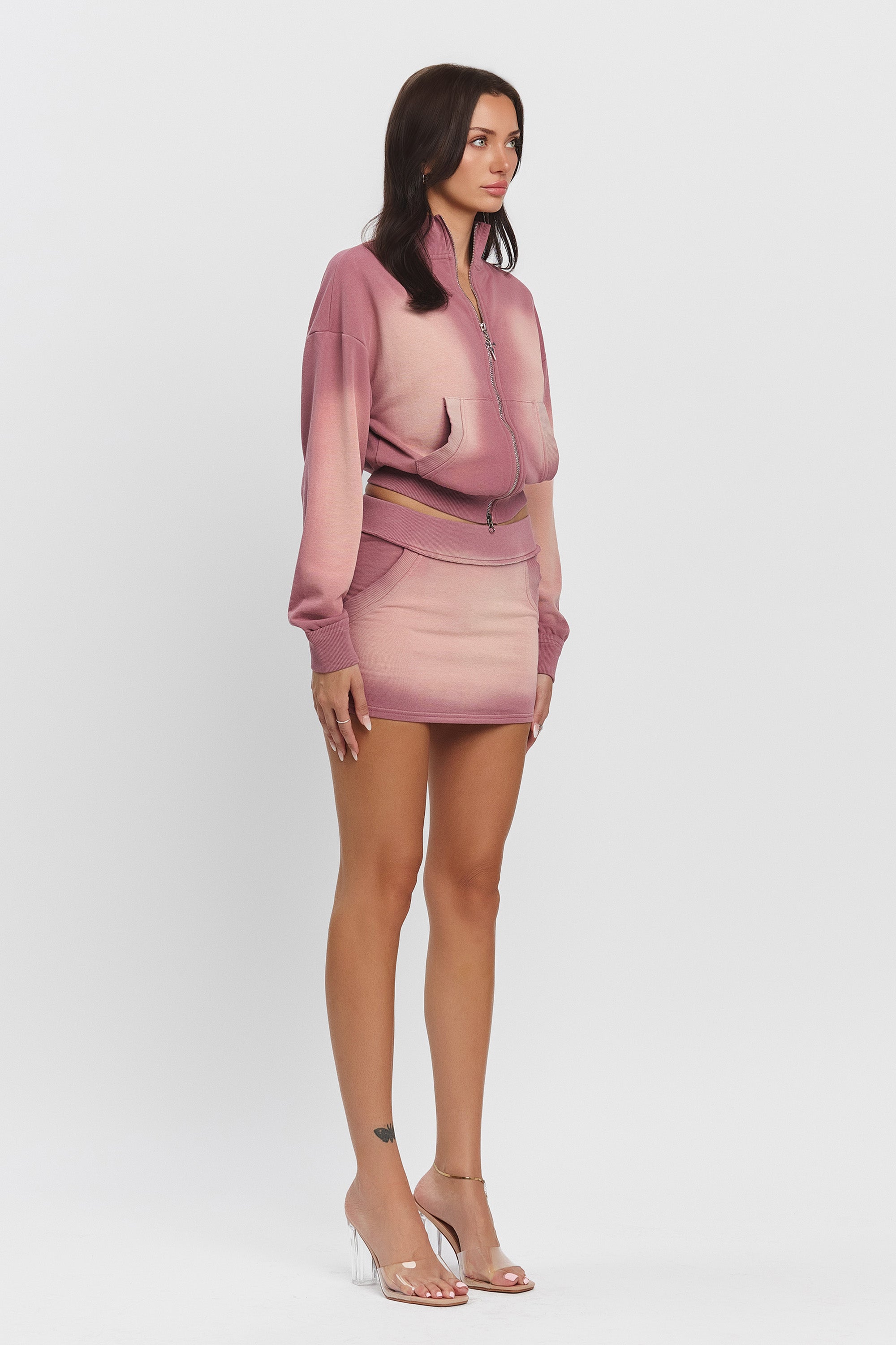 HAZE WASHED FRENCH TERRY MINI SKORT - PINK