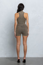DAXON WASHED RIB ROMPER - MUD