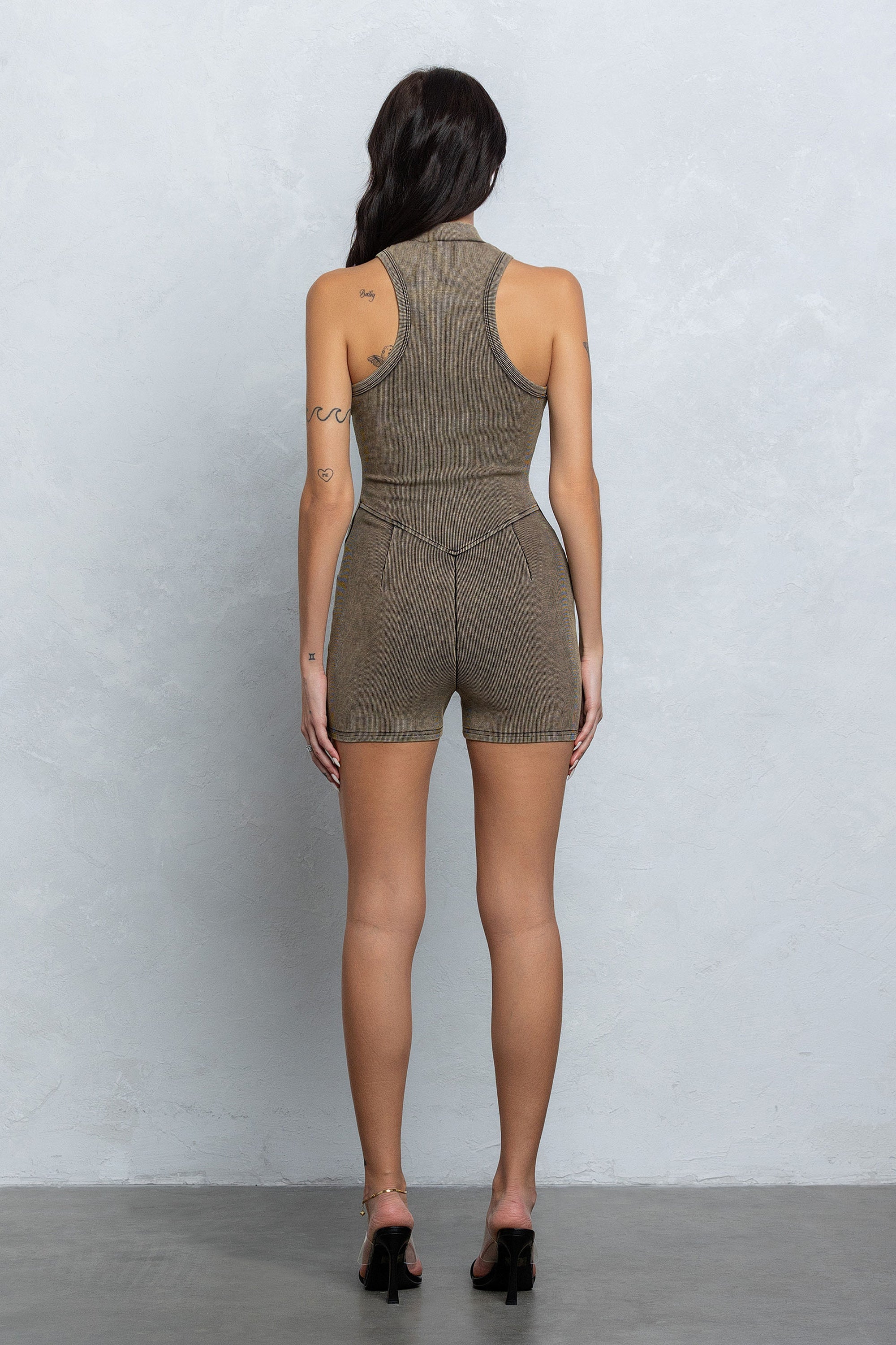 DAXON WASHED RIB ROMPER - MUD