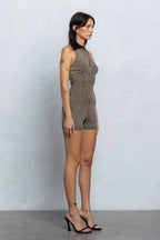 DAXON WASHED RIB ROMPER - MUD