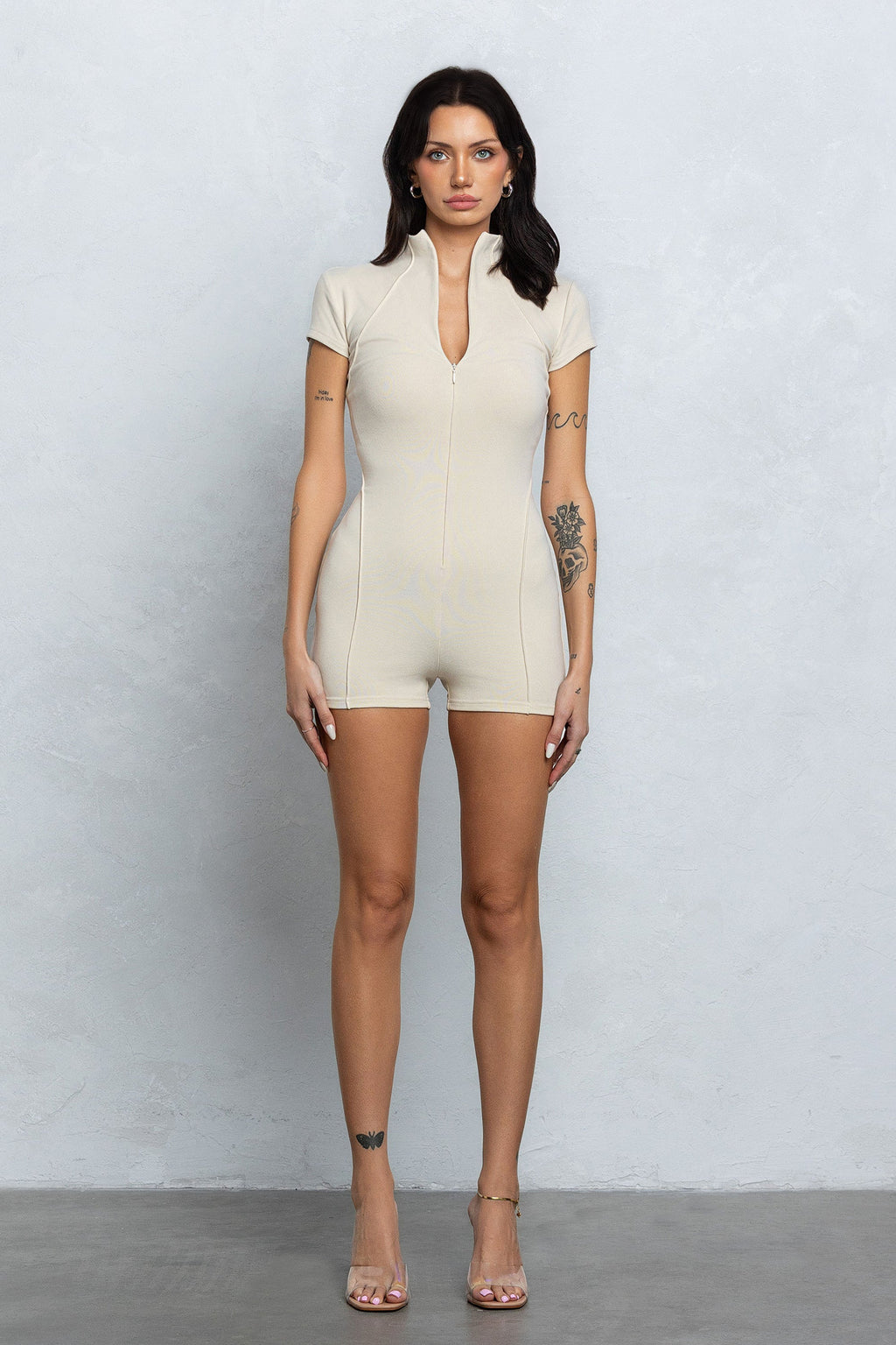 KIMI MOCK NECK ZIP-UP ROMPER