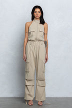 NAUTIA STRETCHY ZIP-UP CARGO JUMPSUIT