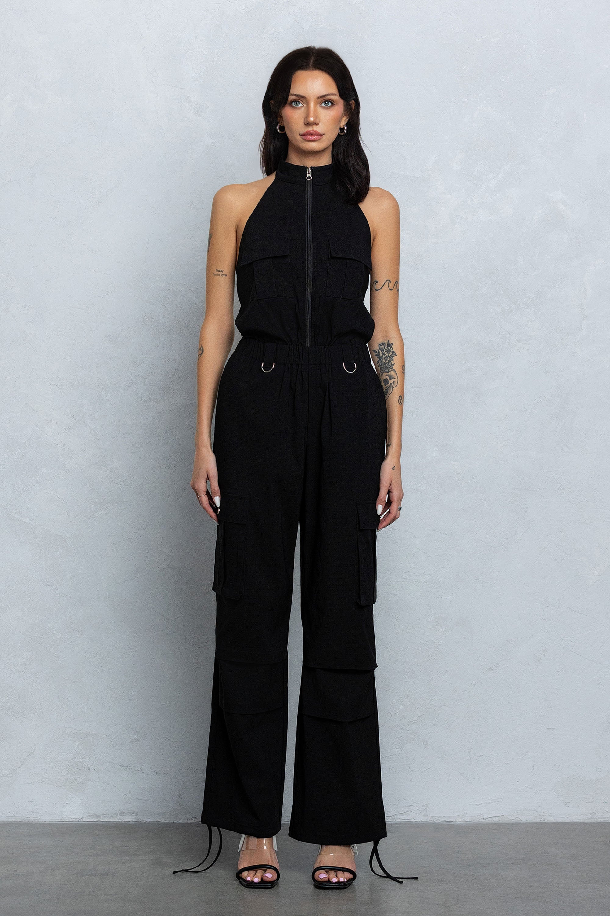 NAUTIA STRETCHY ZIP-UP CARGO JUMPSUIT