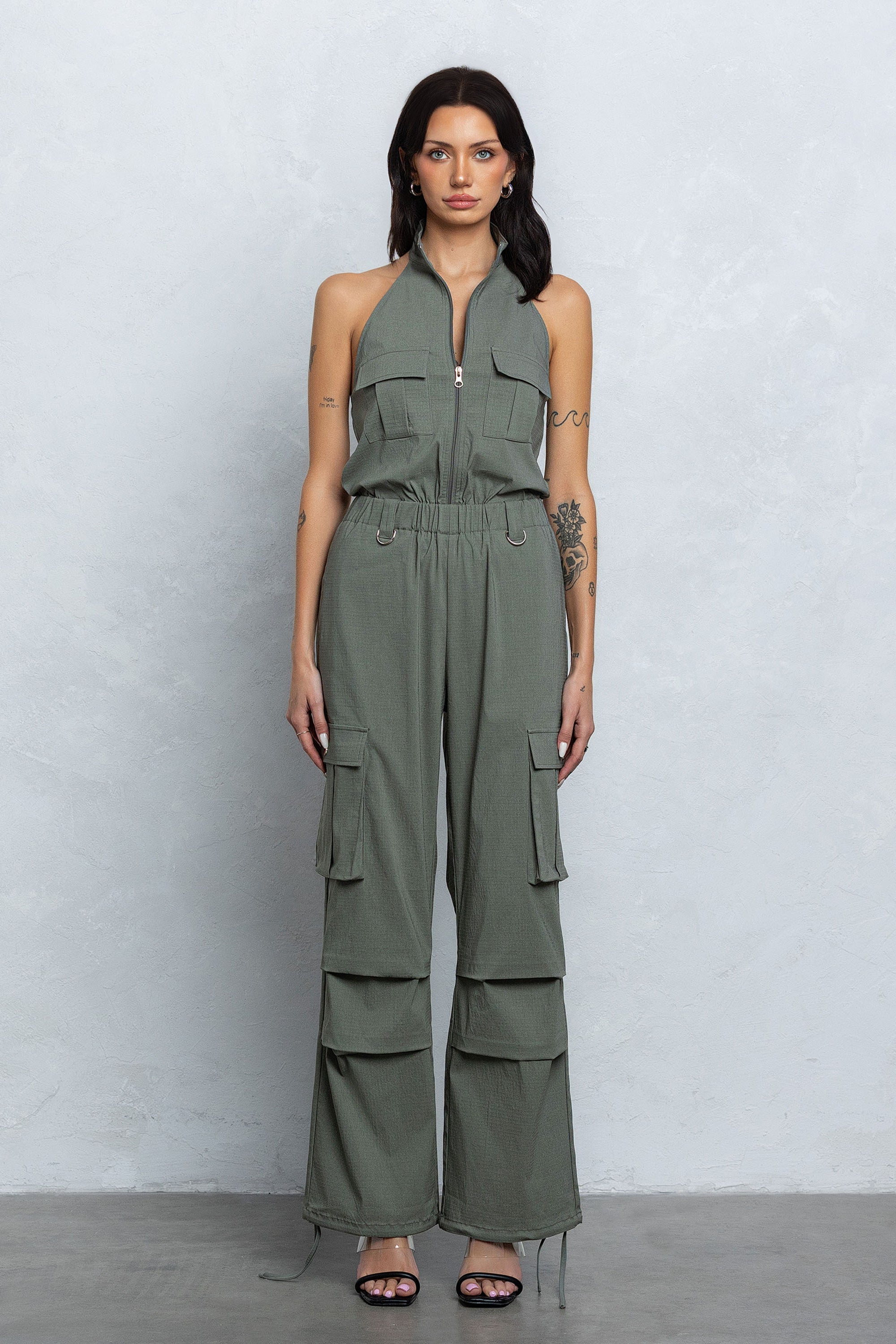 NAUTIA STRETCHY ZIP-UP CARGO JUMPSUIT