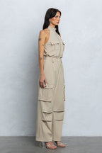 NAUTIA STRETCHY ZIP-UP CARGO JUMPSUIT