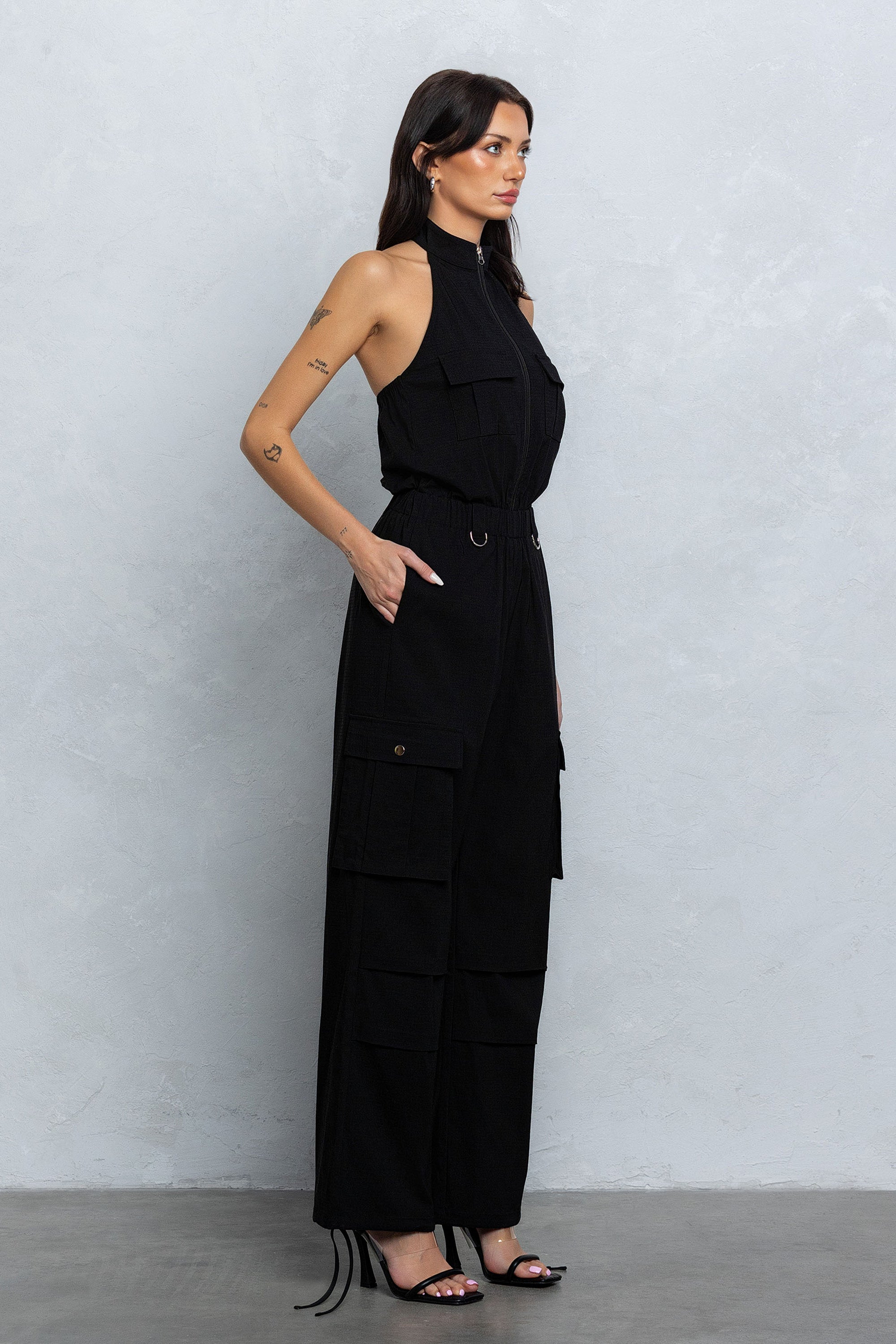 NAUTIA STRETCHY ZIP-UP CARGO JUMPSUIT