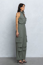 NAUTIA STRETCHY ZIP-UP CARGO JUMPSUIT