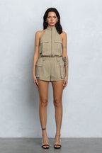 NAUTIA STRETCHY ZIP-UP CARGO ROMPER