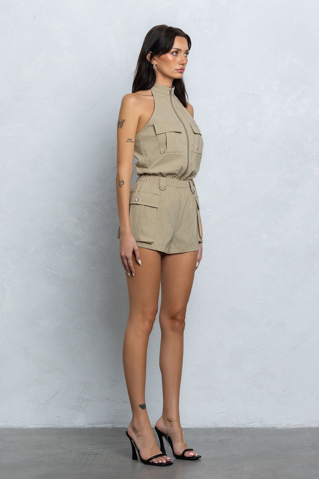 NAUTIA STRETCHY ZIP-UP CARGO ROMPER