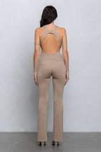 PIXI V-NECK JUMPSUIT - TAUPE