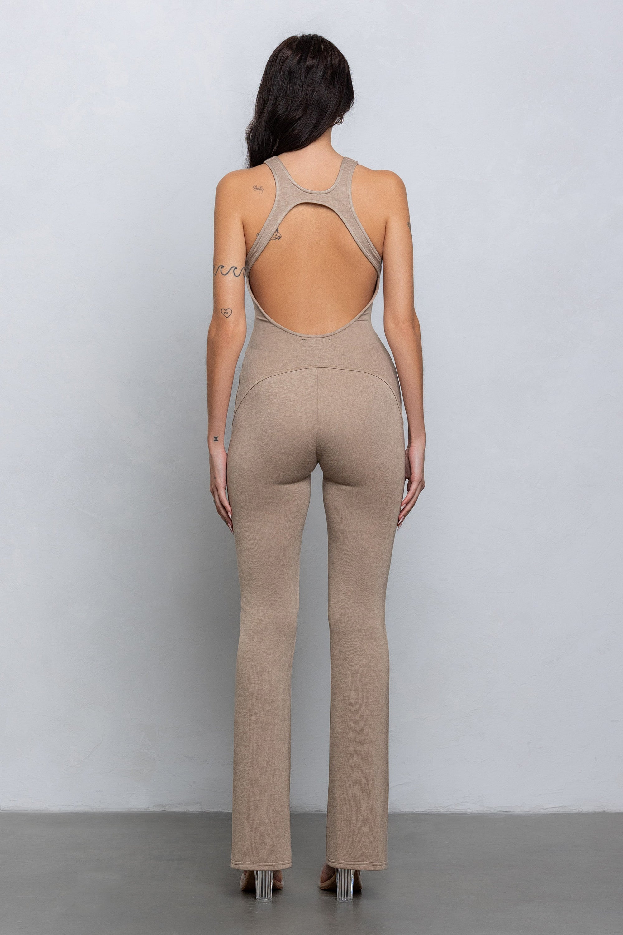 PIXI V-NECK JUMPSUIT - TAUPE