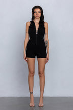 PIXI HOODED ROMPER - BLACK