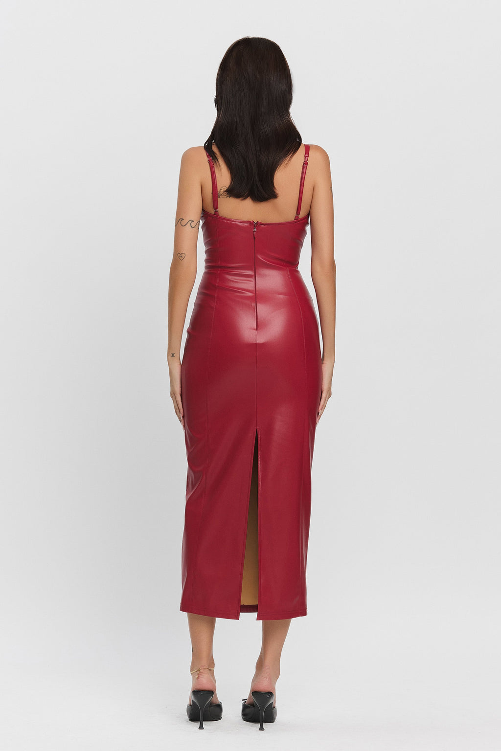 ROGUE CUT OUT MIDI DRESS - WINE