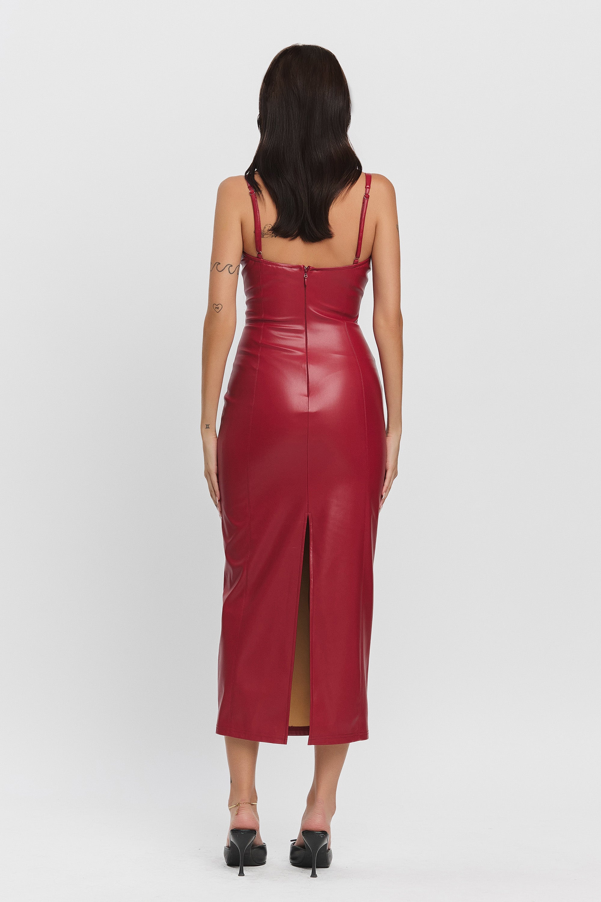 ROGUE CUT OUT MIDI DRESS - WINE