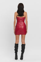 CARTER ZIPPER TUBE TOP MINI DRESS - CHILI