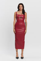 ROGUE CUT OUT MIDI DRESS - WINE