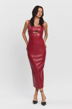 ROGUE CUT OUT MIDI DRESS - WINE