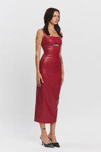 ROGUE CUT OUT MIDI DRESS - WINE