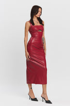 ROGUE CUT OUT MIDI DRESS - WINE