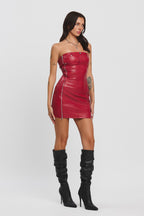 CARTER ZIPPER TUBE TOP MINI DRESS - CHILI