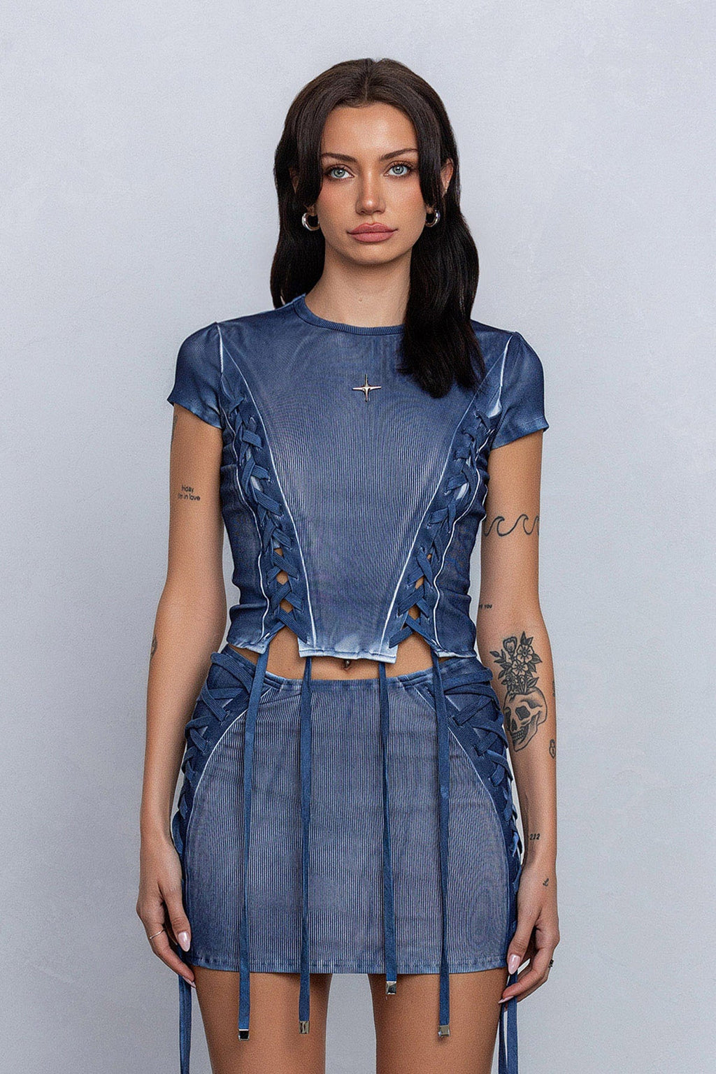 ERIS WASHED EFFECT TOP - BLUE