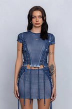 ERIS WASHED EFFECT TOP - BLUE