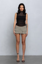 KARA SHEER SLEEVELESS TOP