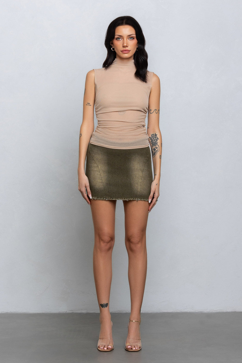 KARA SHEER SLEEVELESS TOP