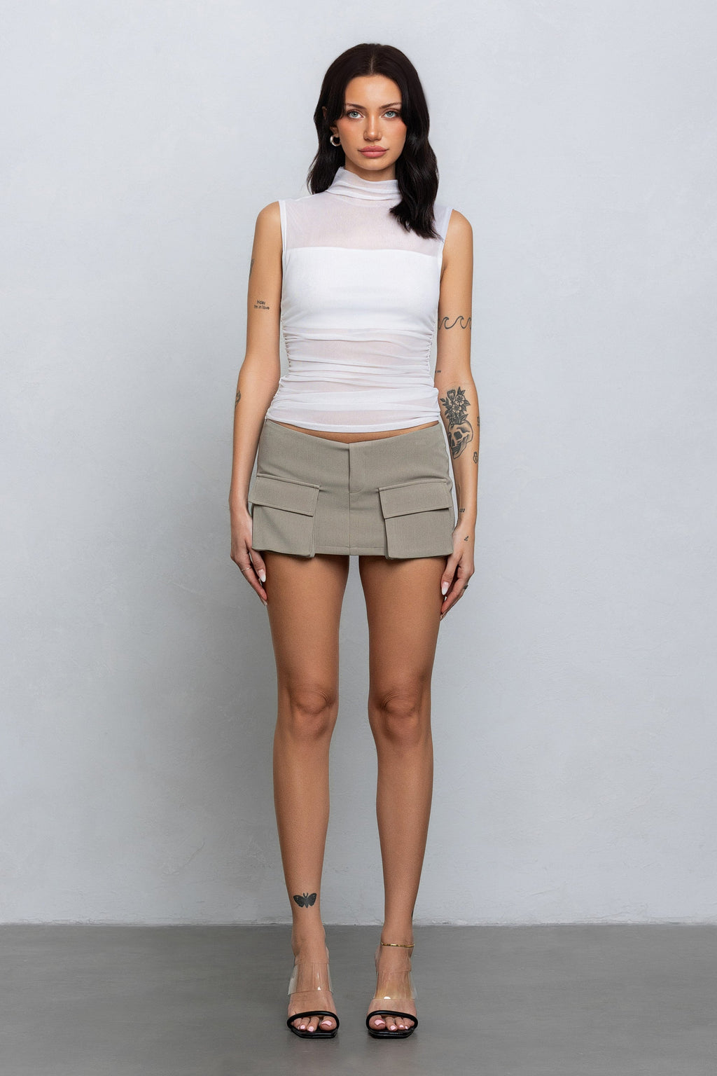 KARA SHEER SLEEVELESS TOP