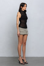 KARA SHEER SLEEVELESS TOP