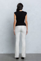 EMORIE RUCHED CAP SLEEVE TOP - BLACK