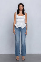 REIA SATIN SLEEVELESS BUSTIER - WHITE