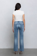 YVETTE RIBBED HOOK & EYE BABY TEE - WHITE