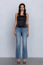 REIA BACK RIBBON TIE CAMI - BLACK