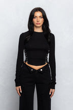 YVETTE RIBBED HOOK & EYE LONG SLEEVE TOP