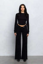 YVETTE RIBBED HOOK & EYE LONG SLEEVE TOP