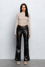 YVETTE RIBBED HOOK & EYE LONG SLEEVE TOP