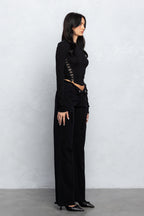 YVETTE RIBBED HOOK & EYE LONG SLEEVE TOP